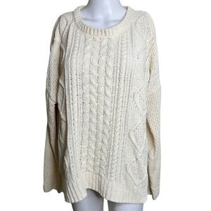 SO Cozy Cream Cable Knit Sweater Size XL